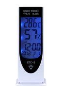 Momoday Luminous Digital LCD Hygrometer Humidity Thermometer Temperature Meter Clock(White) N5