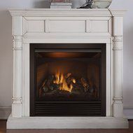 Duluth Forge Full Size Dual Fuel Vent Free Gas Fireplace - 32,000 BTU, Remote Control, Antique White Finish N5