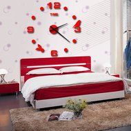 MuLuo Home Decorations 3d Acrylic Mirror Stickers Clocks Living Room DIY Wall Clock Watch black