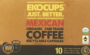 EKOCUPS Organic Artisan Mexican Coffee, Medium Roast, in Recyclable Single Serve Cups for Keurig K-cup Brewers... N5