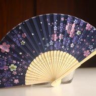 Kimono fan Women&#039;s Folding Japanese-style Beautiful lovely Cherry blossoms Juanbu Fan Female fan Black Mount Fuji N14