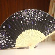 Kimono fan Women&#039;s Folding Japanese-style Beautiful lovely Cherry blossoms Juanbu Fan Female fan Black Mount Fuji N15