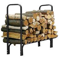 World Pride Heavy Duty Steel Firewood Log Rack Wood Storage Holder Black (8-Feet Outdoor Log Rack) N4