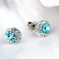 White Gold Topaz Fashion Swarovski Blue Crystal Sahhire Women Gold Filled Earrings Jewelry N4