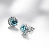 White Gold Topaz Fashion Swarovski Blue Crystal Sahhire Women Gold Filled Earrings Jewelry N5