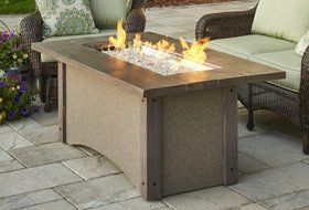 Outdoor Great Room PR-1242-K Pine Ridge Table Barnwood Top Supercast Honey Glow Burner, Brown N2