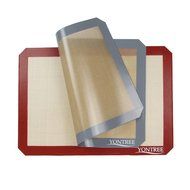 Yontree Silicone Baking Mat Cookie Sheet 2xQuarter Size Brown Base &amp; Red Edge N26