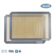 Yontree Silicone Baking Mat Cookie Sheet 2xQuarter Size Brown Base &amp; Red Edge N28