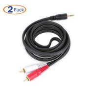 Conwork 2-Pack Gold Plated 3.5mm Stereo Male to Two RCA Male Splitter Extension Cable for Audio Video AUX Port...