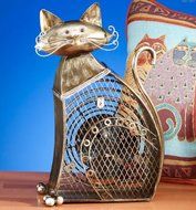 Decorative Table Fan - Cat Design - Handcrafted Steel N3