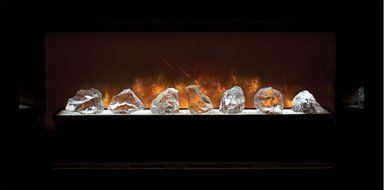 Modern Flames Home Fire Series Electric Fireplace with Glass Set and Red Herringbone Side Panels, 60-Inch N8