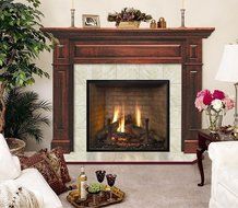 Lewiston Flush Cherry Wood Fireplace Mantel in Traditional Mahogany Finish w Raised Panels (Red Mahogany 50 in...