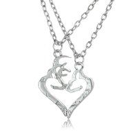 2PCS Silver Deer Animal Pendant Necklace BFF Family Lover Couple Friends Gifts