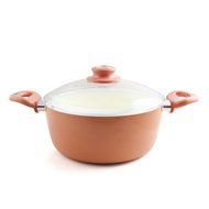 Essenso Ecotouch Lazio Enamel-Coated Dutch Oven with Nonstick Ceramic Interior, PTFE / PFOA Free, 4 Quart, Orange N11