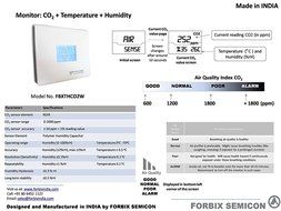 FORBIX SEMICON CO2 Meter, Temperature, Humidity Meter And Monitor Standard White