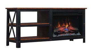 ClassicFlame 26MM8552-C296 Grainger TV Stand for TVs up to 60&quot;, Old World Brown (Electric Fireplace Insert sold... N3