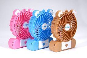 Welltop&reg; Mini 3-Inches Electrical Portable fan Rechargeable Cute Pocket Bear Fan 3 Speeds 18650 Desktop Summer... N3