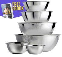 Pro Mixing Bowls(TM) | (Set of 6) Heavy Duty 18/8 Mirror Finish Stainless Steel Mixing Bowls Set, Nesting Design... N3
