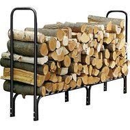 World Pride Heavy Duty Steel Firewood Log Rack Wood Storage Holder Black (8-Feet Outdoor Log Rack) N6