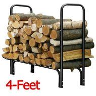 World Pride Heavy Duty Steel Firewood Log Rack Wood Storage Holder Black (8-Feet Outdoor Log Rack) N7