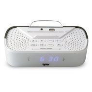 Tyler Bluetooth Alarm Clock Radio TAC501-WHT With Stereo Speaker, FM Radio, USB Charging, AUX Line-in, Blue LED...