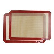 Yontree Silicone Baking Mat Cookie Sheet 2xQuarter Size Brown Base &amp; Red Edge N32