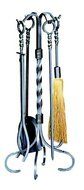 UniFlame 5 Piece Heavy Weight Natural Wrought Iron Twist Handle Fireset