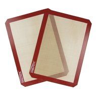 Yontree Silicone Baking Mat Cookie Sheet 2xQuarter Size Brown Base &amp; Red Edge N33