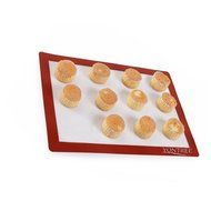 Yontree Silicone Baking Mat Cookie Sheet 2xQuarter Size Brown Base &amp; Red Edge N38