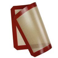 Yontree Silicone Baking Mat Cookie Sheet 2xQuarter Size Brown Base &amp; Red Edge N40