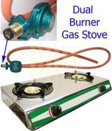Portable Propane Gas Dual Stove W/ Stand Combo Gasoline Double 2 Burners Stove N5