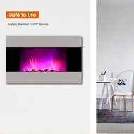 Finether 1500W Adjustable Wall Mounted Electric Fireplace Heater with 3D Patented Flame, 7 Color Changeable LED... N7