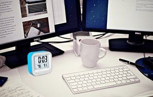 BonyTek Rechargeable Travel Alarm Clock with Temperature Humidity,Time,Week,LED Digital Clock 12/24h Display Sensor...