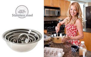 Pro Mixing Bowls(TM) | (Set of 6) Heavy Duty 18/8 Mirror Finish Stainless Steel Mixing Bowls Set, Nesting Design... N5