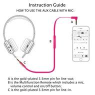 Jabees Universal 3.5mm Replacement Audio Cable with In-Line Remote and Microphone, 3-Feet - Green N6