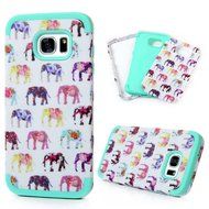 Badalink Galaxy S7 Edge Case Soft TPU Shockproof Rubber Skin Gel Inner Case + Full Edge Easy Grip Cute Elephants... N8