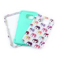 Badalink Galaxy S7 Edge Case Soft TPU Shockproof Rubber Skin Gel Inner Case + Full Edge Easy Grip Cute Elephants... N10