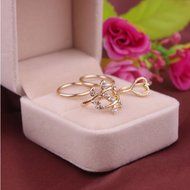 Rings Urban Gold Plated Crystal Plain Above Knuckle Ring Band Midi Ring 4PCS/Set