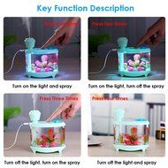 YJY 460mL Aquarium Air Purifier Humidifier, Fake Fish Bowls Aquatic Pets Home Decor, Colorful LED Night Light... N5