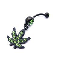 Dedegui 14g Green Leaf Dangling Belly Button Navel Ring Body Piercing Jewelry