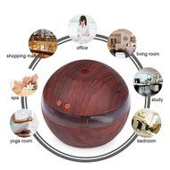 ONEVER 300ml USB Ultrasonic Aroma Aromatherapy Humidifier with Blue LED Light (Dark wood color) N7