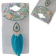HTC Desire 626 Case,Yaheeda 3D Pearls Sparkle Plume Feather Chain Fashion Bling PC Hard Case for HTC Desire 626 N31