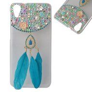 HTC Desire 626 Case,Yaheeda 3D Pearls Sparkle Plume Feather Chain Fashion Bling PC Hard Case for HTC Desire 626 N33