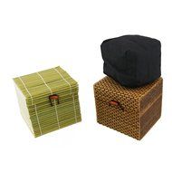 BambooMN Brand - Granulated Bamboo Charcoal Odor Absorber in Decorative 4&quot; Box, Green and Brown 4pc N7