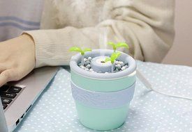 MOEBULB 235ml -Anion Ultrasonic Flower Pot Humidifier&#65292;Air Purifier, USB Powered with Auto On/Off For Home, Office...