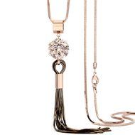 E.a@market Fashion Roses Tassel Long Necklace Sweater Chain for Women (Rose Gold) N5