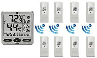 Ambient Weather WS-08 Wireless Indoor/Outdoor 8-Channel Thermo-Hygrometer with Daily Min/Max Display with One... N5