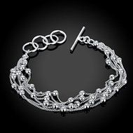 Charm Bangle Chain Bracelet New Women&#039;s Jewelry 925 Silver Plated Crystal Cuff