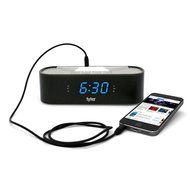 Tyler Bluetooth Alarm Clock Radio TAC501-WHT With Stereo Speaker, FM Radio, USB Charging, AUX Line-in, Blue LED... N4