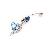 Dedegui 14g Blue Heart Shape Dangle Belly Button Navel Ring Body Piercing Jewelry